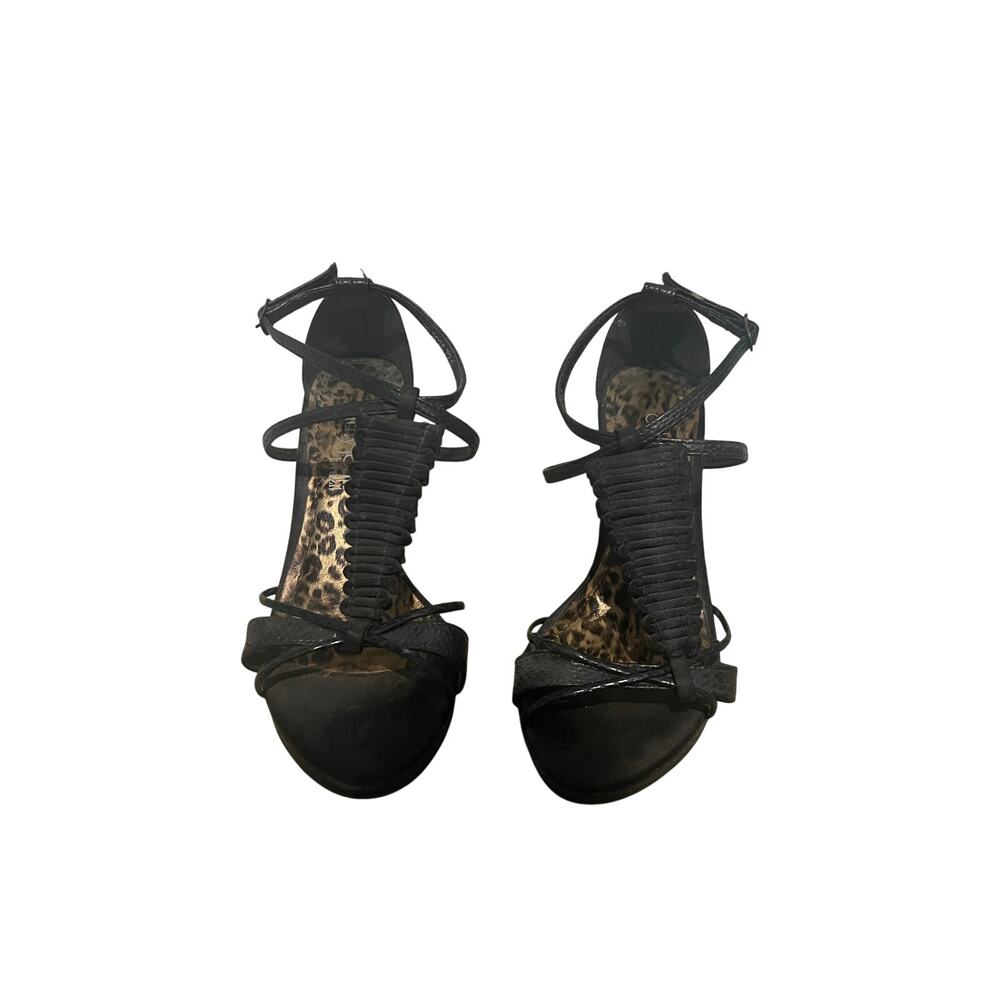 Cathy Jean Brazil Strappy Black 4" Stilleto Heels Pumps Black Women's Size 6 GUC